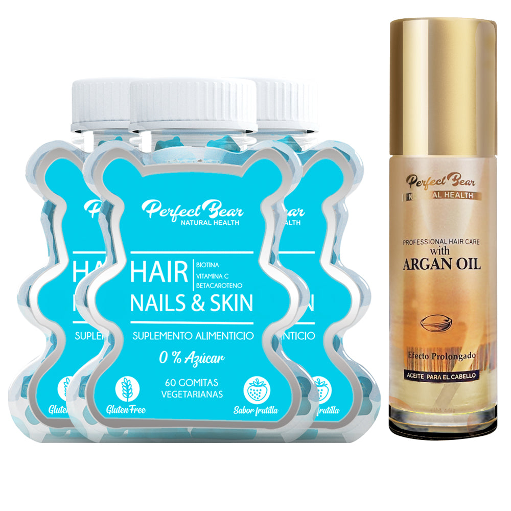 Hair, Nails & Skin 3 meses + Aceite de Argan