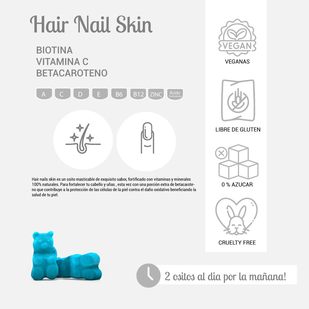 Hair, Nails & Skin 3 meses + Aceite de Argan